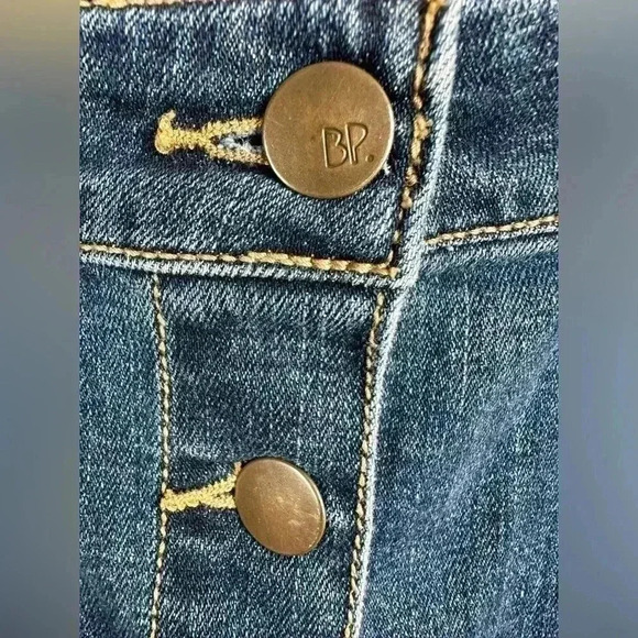 BP Buttoned Medium Wash Blue Denim Mini Skirt A-Line Stretch Front Snap Size M - Picture 4 of 9
